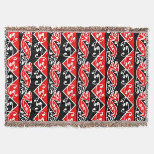 Kowhaiwhai Traditional Maori Koru Pattern Throw Blanket