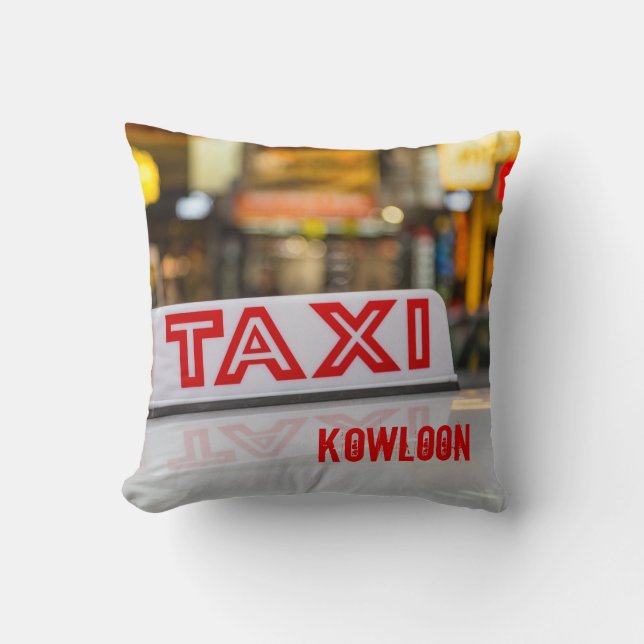 Kowloon Taxi in Urban Hong Kong Cushion (Front)