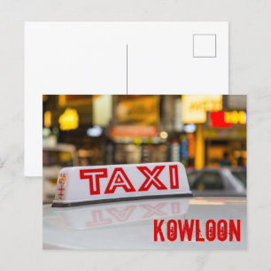 Kowloon Taxi in Urban Hong Kong Holiday Postcard