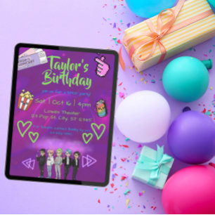 KPOP boy band birthday party Invitation