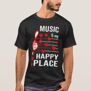 Kpop Concert of Heart Notes Music Is My Happy Plac T-Shirt
