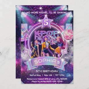 KPOP Demon Hunters Birthday Invitation Editable