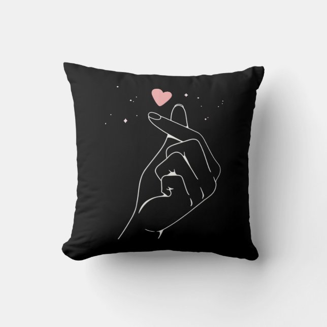 Kpop Drama Korean Finger Heart Saranghae Cushion (Front)