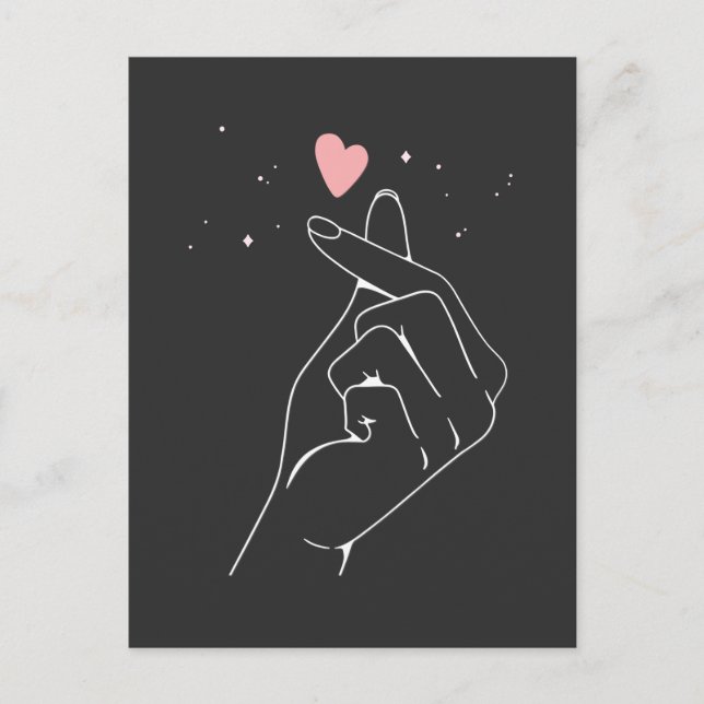 Kpop Drama Korean Finger Heart Saranghae Postcard (Front)