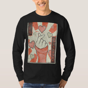 Kpop Finger Heart Saranghae Korean Pop Music Retro T-Shirt