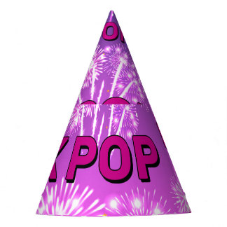 KPOP Fireworks Pattern Purple Pink Typograph Party Hat
