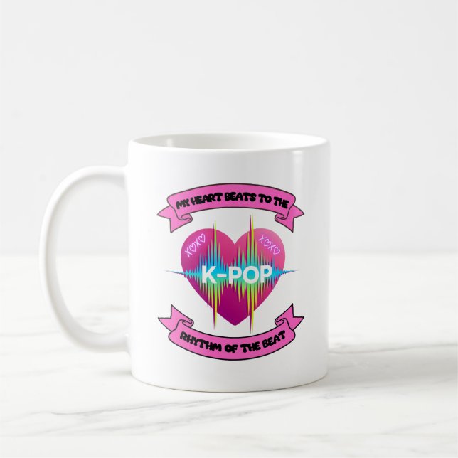 KPop Heart Sound Rhythm Music Beat Fan Design Coffee Mug (Left)