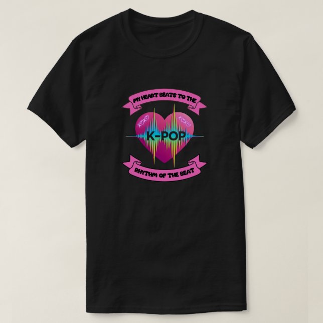 KPop Heart Sound Rhythm Music Beat Fan Design T-Shirt (Design Front)