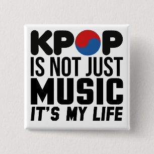Kpop Is My Life Music Slogan Graphics 15 Cm Square Badge