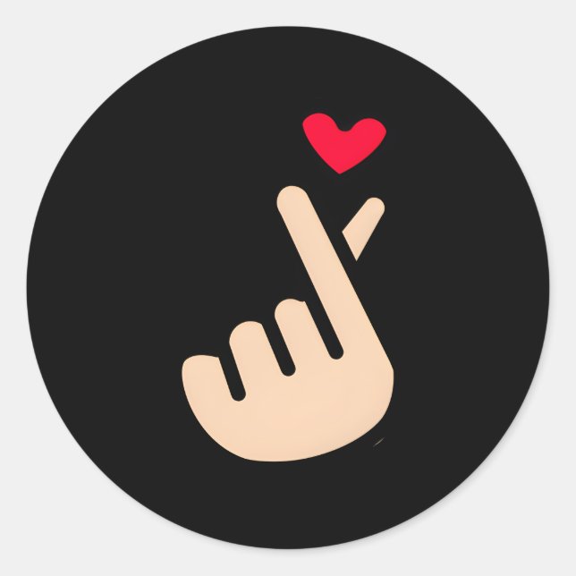 Kpop Korean Finger He Symbol I Love You Saranghae Classic Round Sticker (Front)