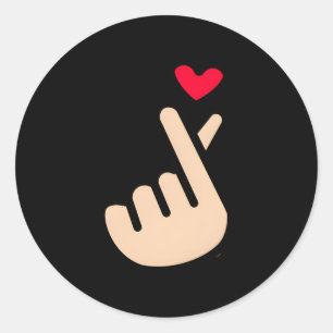 Kpop Korean Finger He Symbol I Love You Saranghae Classic Round Sticker