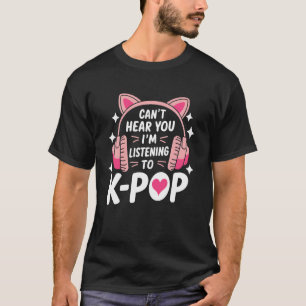 KPOP Lover Headphones Cat Korean Pop Music Fan Gif T-Shirt