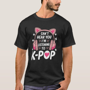 KPOP Lover Headphones Cat Korean Pop Music Fan Gif T-Shirt