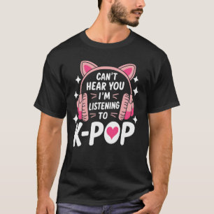 KPOP Lover Headphones Cat Korean Pop Music Fan Gif T-Shirt