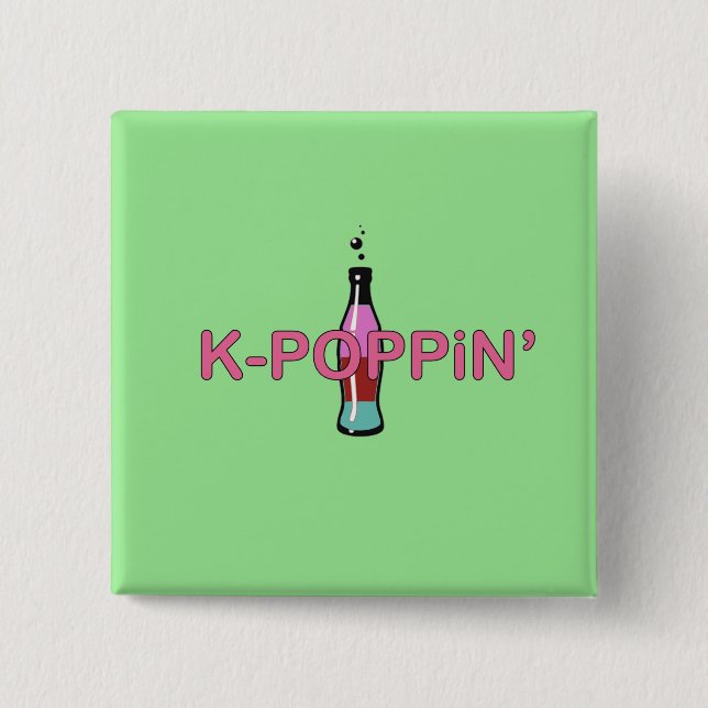 Kpoppin' Green 15 Cm Square Badge (Front)