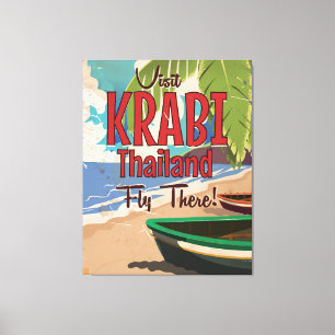 Krabi Beach Thailand vintage travel poster Canvas Print
