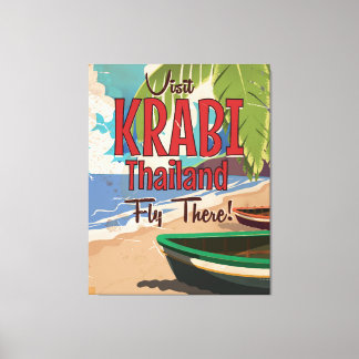 Krabi Beach Thailand vintage travel poster Canvas Print