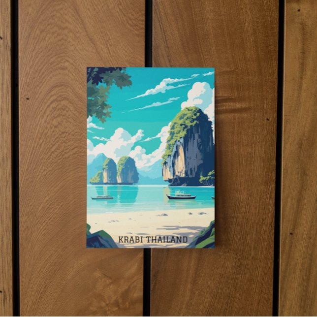 Krabi Thailand Beach Paradise Travel Postcard (krabi thailand tropical beach postcard)