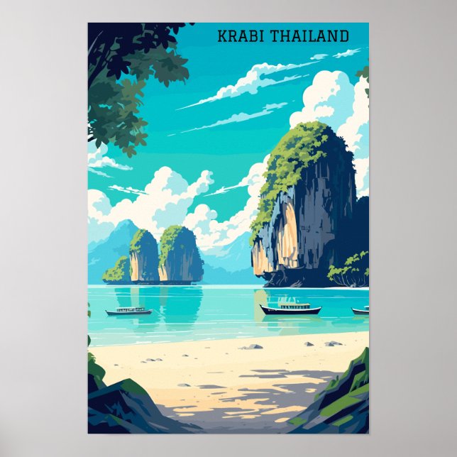 Krabi Thailand Beach Paradise Travel Poster (Front)
