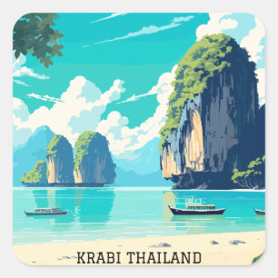 Krabi Thailand Beach Paradise Travel Square Sticker