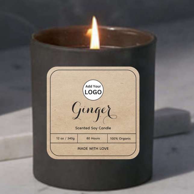  Kraft Add Your Logo Black Border Candle Label (Creator Uploaded)