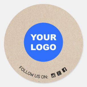 Kraft Add Your Logo Social Media Icon Classic Round Sticker