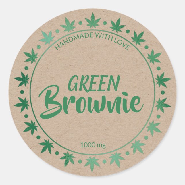Kraft And Green Brownie | Homemade Edibles Label  (Front)