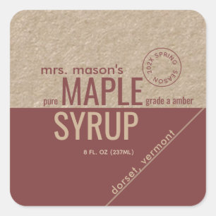 Kraft and Red Spring Season with Year Maple Syrup Square Sticker