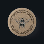 KRAFT APIARY Honey 100% PURE MADE BY BEES  Kraft 3 Cm Round Badge<br><div class="desc">Simulated Kraft Logo with vintage honeybee. Square or Round button. Great for promoting your apiary name and honey products !</div>