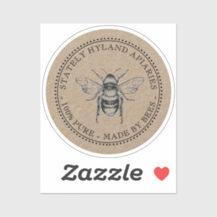 Kraft Apiary Magnet 100% Pure Made By Bees Sticker