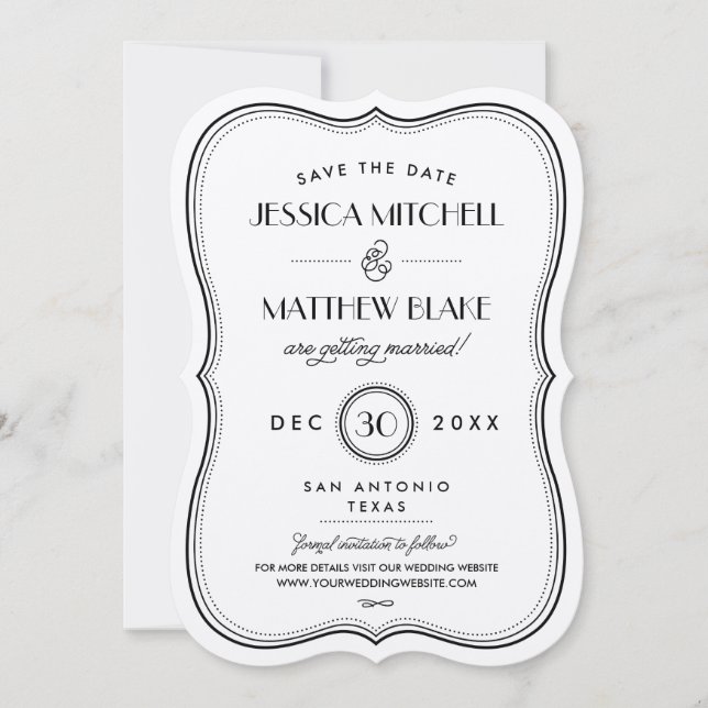 Kraft Art Deco Monogram Save the Date (Front)