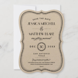 Kraft Art Deco Monogram Save the Date