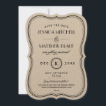 Kraft Art Deco Save the Date<br><div class="desc">Chic simple vintage inspired wedding save the date with an elegant border and mix of script and modern fonts.  Click the CUSTOMIZE IT button to customise fonts,  move text around and create your own unique one-of-a-kind invitation design.</div>