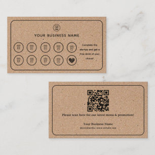 Kraft Background Coffee Cup QR Code Add Your Logo Loyalty Card