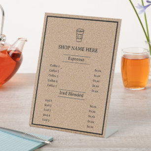 Kraft Background Minimalist Café Just Coffee Menu Pedestal Sign