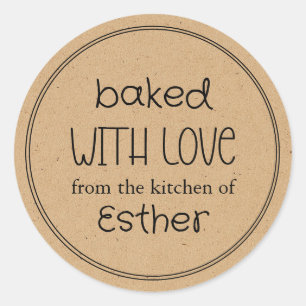 Kraft Baked with Love Classic Round Sticker