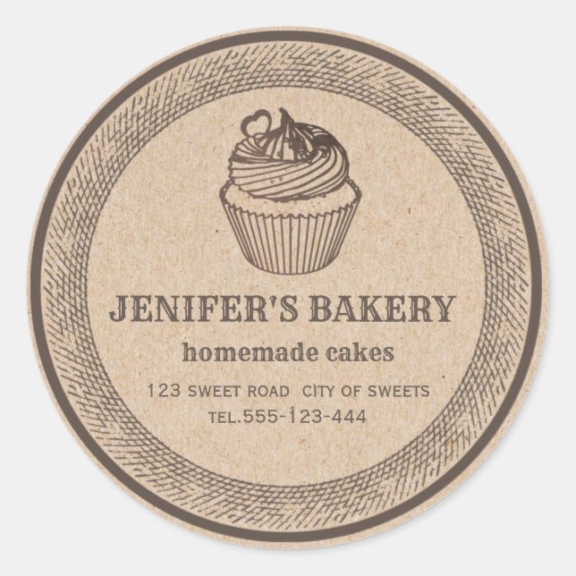Kraft bakery Homemade cupcakes and sweets Classic Classic Round Sticker (Front)