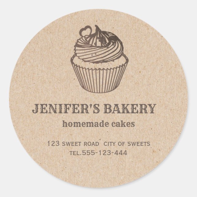 Kraft bakery Homemade cupcakes and sweets Classic Classic Round Sticker (Front)