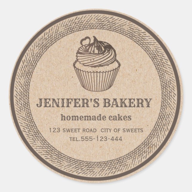 Kraft bakery Homemade cupcakes and sweets Classic Round Sticker (Front)