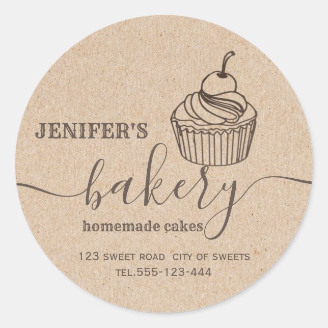 Kraft bakery Homemade cupcakes and sweets Classic Round Sticker (Front)
