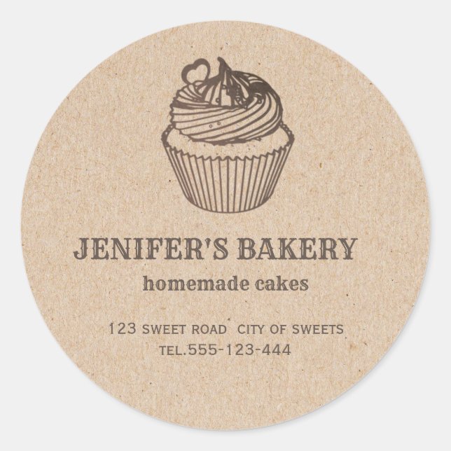 Kraft bakery Homemade cupcakes and sweets Classic Round Sticker (Front)