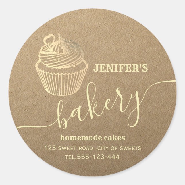 Kraft bakery Homemade cupcakes and sweets Classic Round Sticker (Front)