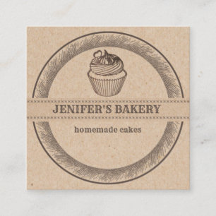 Kraft bakery Homemade cupcakes and sweets Classic Square Business Card