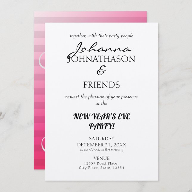 Kraft Beach Pink Monogram Funny NYE Invitation (Front/Back)