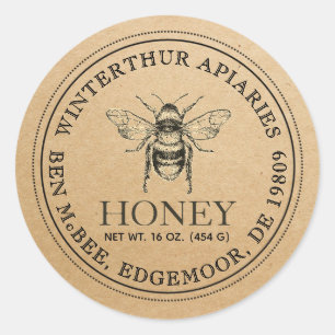 Kraft Bee Honey Jar Label Darker Text