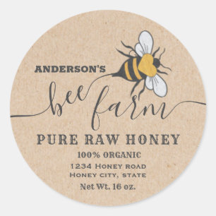 Kraft Bee logo script bee farm honey jar label