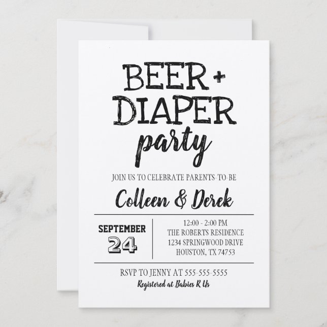 Kraft Beer & Diaper Party Invitation (Front)