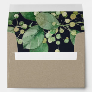 KRAFT BLACK BERRY LEAFY FOLIAGE GREENERY  ADDRESS ENVELOPE