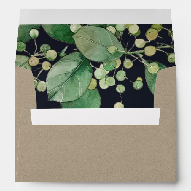 KRAFT BLACK BERRY LEAFY FOLIAGE GREENERY  ADDRESS ENVELOPE (Back (Bottom))