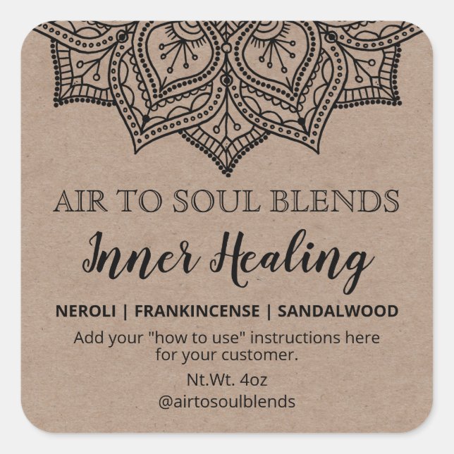 Kraft Black Mandala Blend Labels (Front)